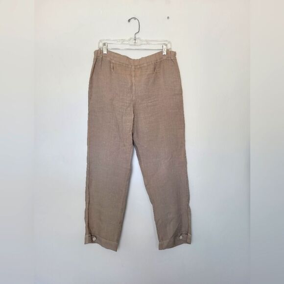 PHILO Italian Linen Pants Flowy Oversized Tan Brown Nuetral European Size 44 - Picture 1 of 10